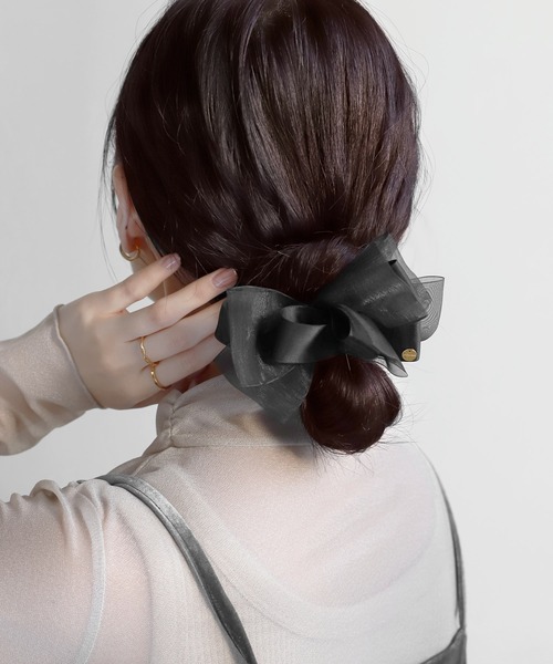 ANEMONE（アネモネ）の「シアーリボンバレッタ（バレッタ/ヘアクリップ・レディース・ブラウン/ブラック/ベージュ・FREE）」の2枚目の写真