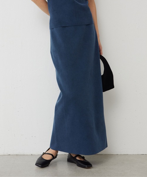 GALLARDAGALANTE（ガリャルダガランテ）の「【スリーピース対応】ガーメントウォッシュニットスカート（スカート・レディース・ブルー/ベージュ・FREE）」の2枚目の写真