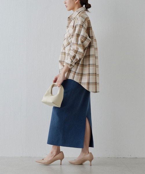 GALLARDAGALANTE（ガリャルダガランテ）の「【スリーピース対応】ガーメントウォッシュニットスカート（スカート・レディース・ブルー/ベージュ・FREE）」の11枚目の写真