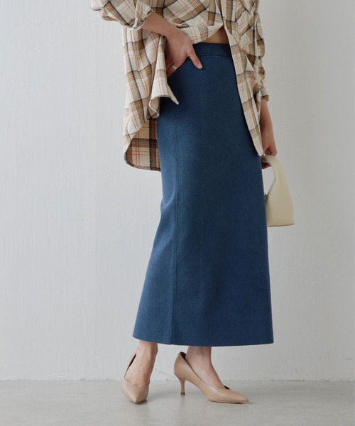 GALLARDAGALANTE（ガリャルダガランテ）の「【スリーピース対応】ガーメントウォッシュニットスカート（スカート・レディース・ブルー/ベージュ・FREE）」の14枚目の写真