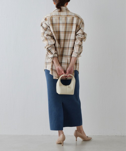 GALLARDAGALANTE（ガリャルダガランテ）の「【スリーピース対応】ガーメントウォッシュニットスカート（スカート・レディース・ブルー/ベージュ・FREE）」の12枚目の写真