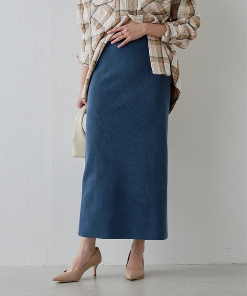 GALLARDAGALANTE（ガリャルダガランテ）の「【スリーピース対応】ガーメントウォッシュニットスカート（スカート・レディース・ブルー/ベージュ・FREE）」の13枚目の写真