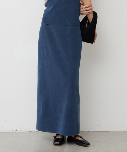 GALLARDAGALANTE（ガリャルダガランテ）の「【スリーピース対応】ガーメントウォッシュニットスカート（スカート・レディース・ブルー/ベージュ・FREE）」の7枚目の写真