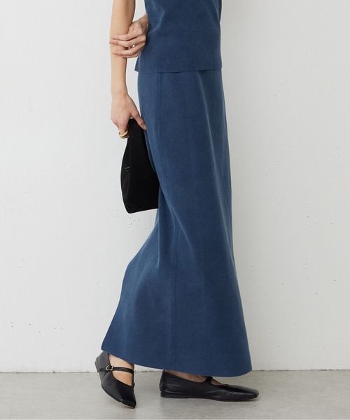 GALLARDAGALANTE（ガリャルダガランテ）の「【スリーピース対応】ガーメントウォッシュニットスカート（スカート・レディース・ブルー/ベージュ・FREE）」の8枚目の写真