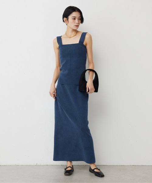 GALLARDAGALANTE（ガリャルダガランテ）の「【スリーピース対応】ガーメントウォッシュニットスカート（スカート・レディース・ブルー/ベージュ・FREE）」の3枚目の写真