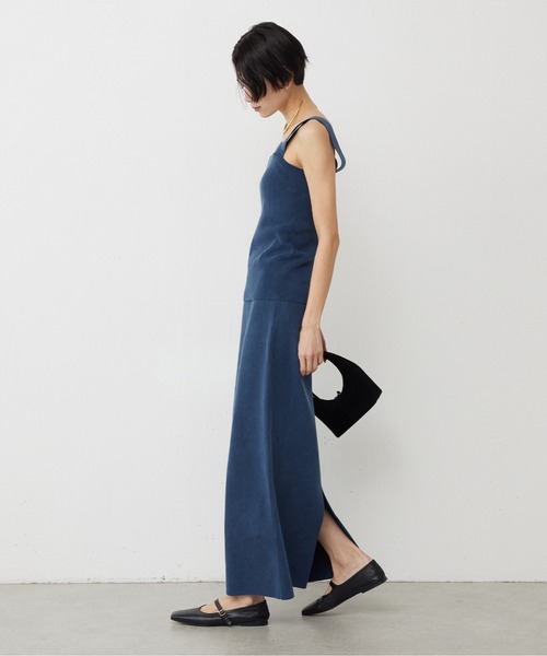 GALLARDAGALANTE（ガリャルダガランテ）の「【スリーピース対応】ガーメントウォッシュニットスカート（スカート・レディース・ブルー/ベージュ・FREE）」の4枚目の写真