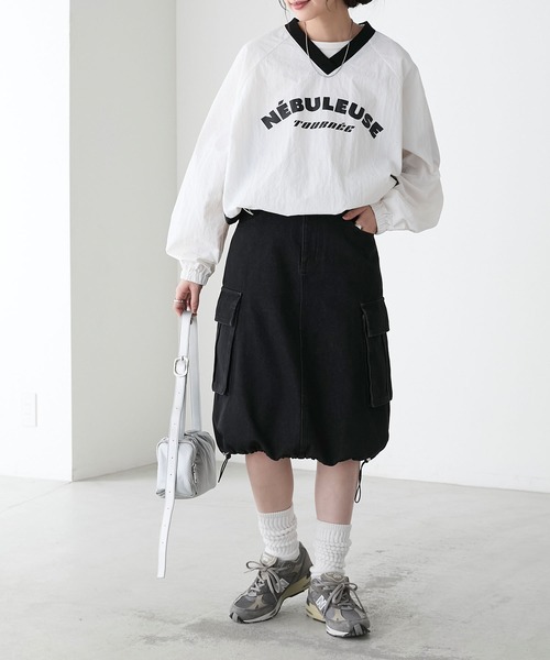 BONLECILL(ボンルシール)の「2Wayドロストヘムデニムカーゴミディ丈スカート(デニムスカート・レディース・ブルー系1/ネイビー/ブラック・FREE)」の14枚目の写真