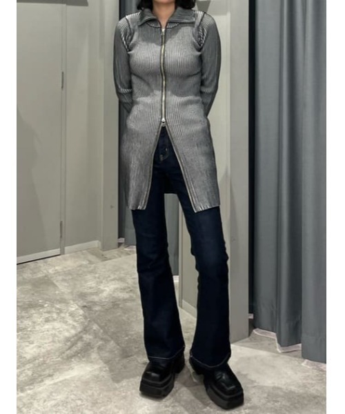 SLY(スライ)の「FRONT ZIP BI COLOR S/OP フロント ジップ バイカラー ショートワンピース(ワンピース・レディース・レッド/ブルー/グレー・FREE)」の4枚目の写真