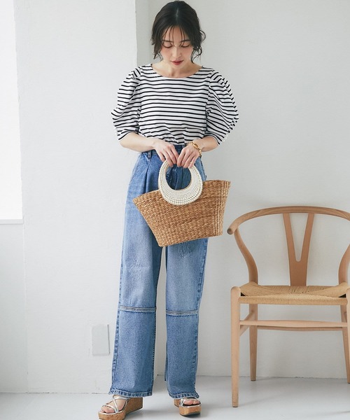 パールハンドルバスケット　L La boutique BonBon（ラブティックボンボン）の「パールハンドル