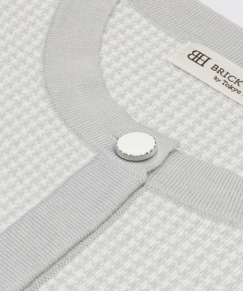 TOKYO SHIRTS（トウキョウシャツ）の「千鳥柄風ニットジャケット レディース（カーディガン/ボレロ・レディース・ミント/ライトグレー/ネイビー/ピンクベージュ・LL/L/M）」の15枚目の写真