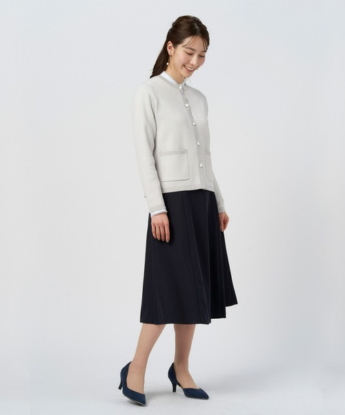 TOKYO SHIRTS（トウキョウシャツ）の「千鳥柄風ニットジャケット レディース（カーディガン/ボレロ・レディース・ミント/ライトグレー/ネイビー/ピンクベージュ・LL/L/M）」の6枚目の写真