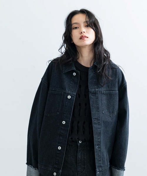 JUNRED（ジュンレッド）の「ヴィンテージデニムロールアップブルゾン（ブルゾン・メンズ・ネイビー/ブラック・S/M/L）」の4枚目の写真