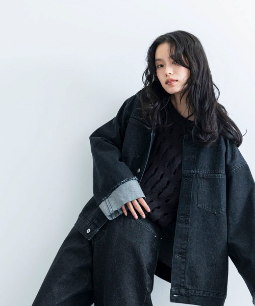 JUNRED（ジュンレッド）の「ヴィンテージデニムロールアップブルゾン（ブルゾン・メンズ・ネイビー/ブラック・S/M/L）」の6枚目の写真