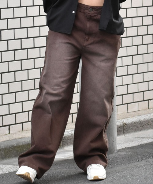 Starting Over（スターティングオーバー）の「硫化染め ブラスト加工 カツラギ ヴィンテージライク バギーパンツ（デニムパンツ・メンズ・ブラック/パープル/ブラウン/グリーン・M/L/XL）」の6枚目の写真