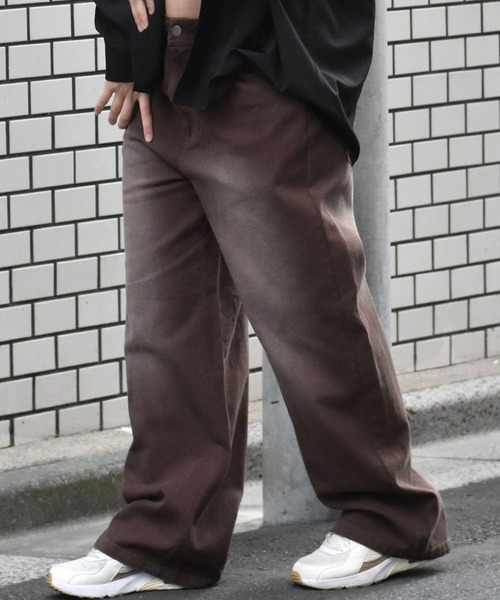 Starting Over（スターティングオーバー）の「硫化染め ブラスト加工 カツラギ ヴィンテージライク バギーパンツ（デニムパンツ・メンズ・ブラック/パープル/ブラウン/グリーン・M/L/XL）」の9枚目の写真