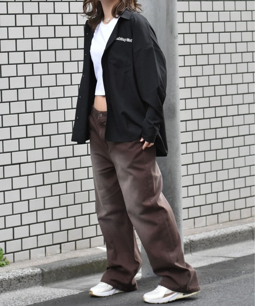 Starting Over（スターティングオーバー）の「硫化染め ブラスト加工 カツラギ ヴィンテージライク バギーパンツ（デニムパンツ・メンズ・ブラック/パープル/ブラウン/グリーン・M/L/XL）」の13枚目の写真