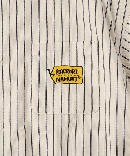 kaoyorinakami（カオヨリナカミ）の「tag logo stripe shirt