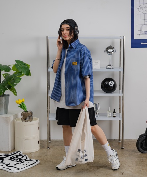 kaoyorinakami・ストライプシャツ・ユニセックス・L heart stripe shirts / ハートストライプシャツ（シャツ