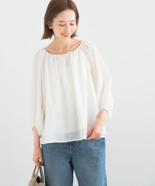 URBAN RESEARCH ROSSO WOMEN(アーバンリサーチ ロッソ)の「2WAYオフショルブラウス(シャツ/ブラウス・レディース・ブラック/ホワイト・FREE)」の7枚目の写真