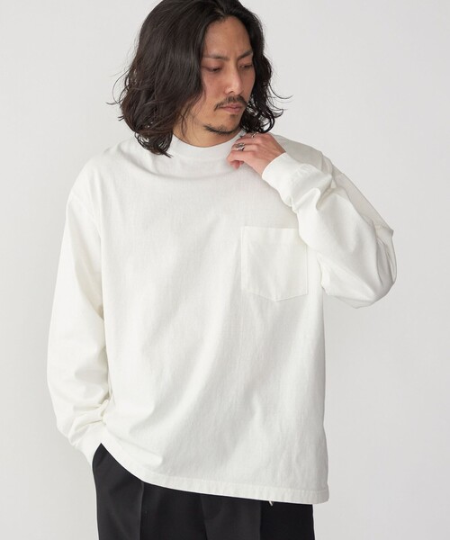SHIPS（シップス）の「SHIPS: COTTON USA ポケット 長袖 Tシャツ ロンT（Tシャツ/カットソー・メンズ・ホワイト/ライトグレー/ネイビー/ダークグレー/ヘザーグレー/ダークブラウン・SMALL/MEDIUM/LARGE/X-LARGE）」の2枚目の写真