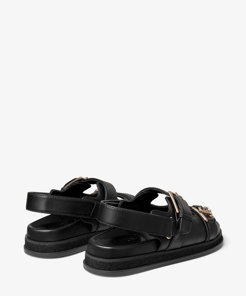 JIMMY CHOO ジミーチュウ サンダル　フラットサンダル　37 ジミーチュウ marga flat フラットサンダル 黒 ビジュー 37