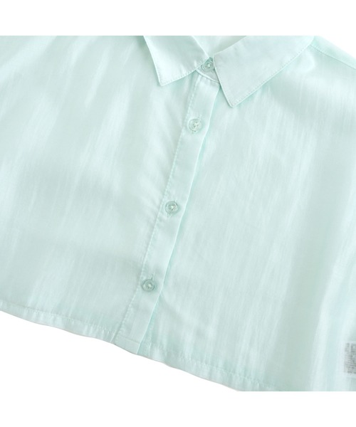 シャツ/ブラウス(長袖/七分) ALEXIA STAM - juemi Cut-off Short Chambray Shirt ALEXIA STAM（アリシアスタン）の「Satin Open Collar Shirt