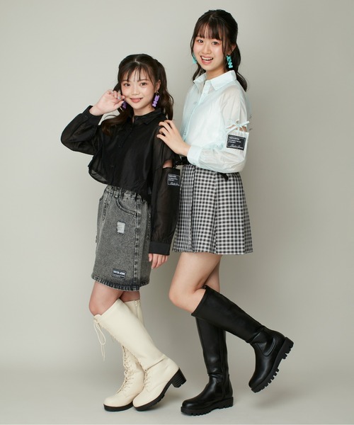 SISTER JENNI(SISTER JENNI)の「そであきショート丈シアーシャツ(シャツ/ブラウス・キッズ・ミント/ブラック・130cm/140cm/150cm/160cm)」の18枚目の写真