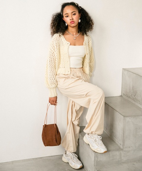 URBAN RESEARCH Sonny Label（アーバンリサーチサニーレーベル）の「AyaKawasaki　メッシュショートカーディガン（カーディガン/ボレロ・レディース・オフホワイト/ピンク/ブルー系その他・FREE）」の6枚目の写真