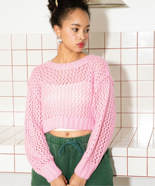 URBAN RESEARCH Sonny Label（アーバンリサーチサニーレーベル）の「AyaKawasaki　メッシュショートカーディガン（カーディガン/ボレロ・レディース・オフホワイト/ピンク/ブルー系その他・FREE）」の18枚目の写真