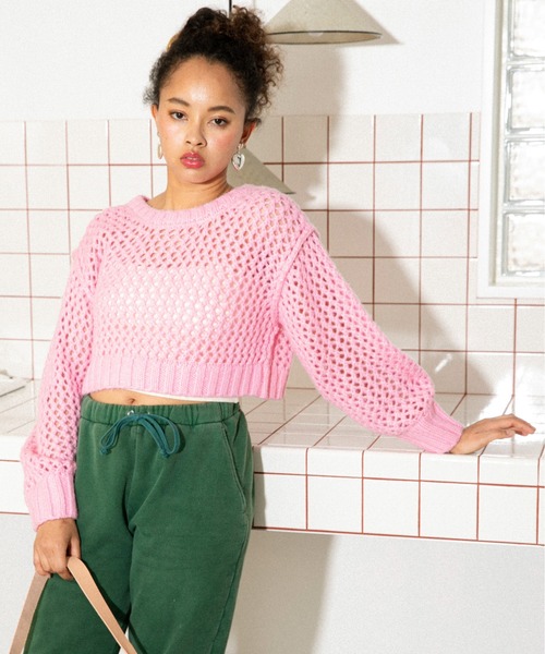 URBAN RESEARCH Sonny Label（アーバンリサーチサニーレーベル）の「AyaKawasaki　メッシュショートカーディガン（カーディガン/ボレロ・レディース・オフホワイト/ピンク/ブルー系その他・FREE）」の19枚目の写真