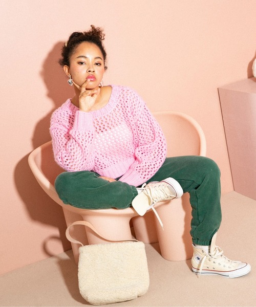 URBAN RESEARCH Sonny Label（アーバンリサーチサニーレーベル）の「AyaKawasaki　メッシュショートカーディガン（カーディガン/ボレロ・レディース・オフホワイト/ピンク/ブルー系その他・FREE）」の22枚目の写真