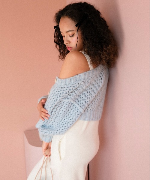 URBAN RESEARCH Sonny Label（アーバンリサーチサニーレーベル）の「AyaKawasaki　メッシュショートカーディガン（カーディガン/ボレロ・レディース・オフホワイト/ピンク/ブルー系その他・FREE）」の11枚目の写真