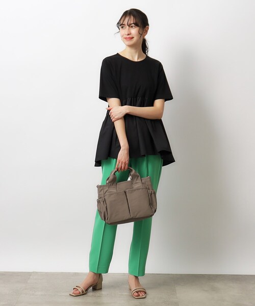 OPAQUE.CLIP（オペークドットクリップ）の「◆【撥水加工／2WAY】ギャザーポケットミドルトートバッグ（トートバッグ・レディース・サンドベージュ/ブラック・00）」の7枚目の写真
