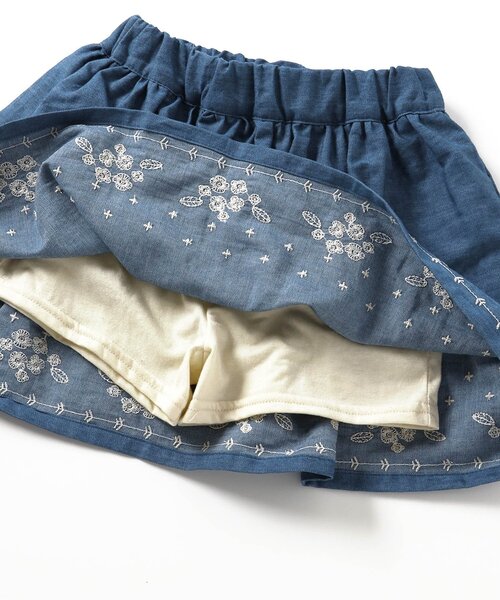 Seraph（セラフ）の「インパンツ付き裾刺繍スカート（スカート・キッズ・ネイビー/ピンク/サックスブルー・80/90/95/100/110/120/130/140）」の16枚目の写真