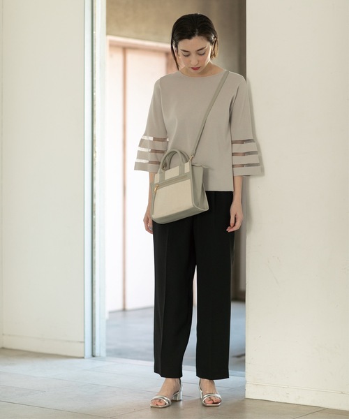 OPAQUE.CLIP（オペークドットクリップ）の「◆≪エマール検証済≫シアーボーダーフレアスリーブニット【洗濯機洗い可】（ニット/セーター・レディース・ブルー/ライトグレー/ピンク/ブラック/オフホワイト・38/40/36/42）」の17枚目の写真