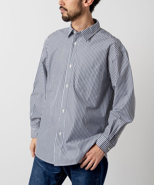 FREAK'S STORE（フリークスストア）の「カラーストライプ ロングスリーブ レギュラーカラーシャツ/イージーウェア/リラックスフィット（シャツ/ブラウス・メンズ・サックスブルー/ブルー/イエロー/ネイビー/マスタード・LARGE/MEDIUM）」の7枚目の写真