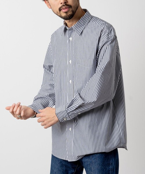 FREAK'S STORE（フリークスストア）の「カラーストライプ ロングスリーブ レギュラーカラーシャツ/イージーウェア/リラックスフィット（シャツ/ブラウス・メンズ・サックスブルー/ブルー/イエロー/ネイビー/マスタード・LARGE/MEDIUM）」の12枚目の写真