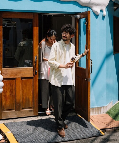 FREAK'S STORE（フリークスストア）の「カラーストライプ ロングスリーブ レギュラーカラーシャツ/イージーウェア/リラックスフィット（シャツ/ブラウス・メンズ・サックスブルー/ブルー/イエロー/ネイビー/マスタード・LARGE/MEDIUM）」の14枚目の写真