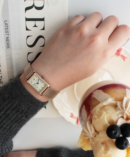 MATOW(マトウ)の「「MATOW/マトウ」Tsuki コレクション 朧月 -おぼろづき- スクエア ローズゴールド メッシュ(アナログ腕時計・レディース・ピンクゴールド/ゴールド系その他・FREE)」の22枚目の写真