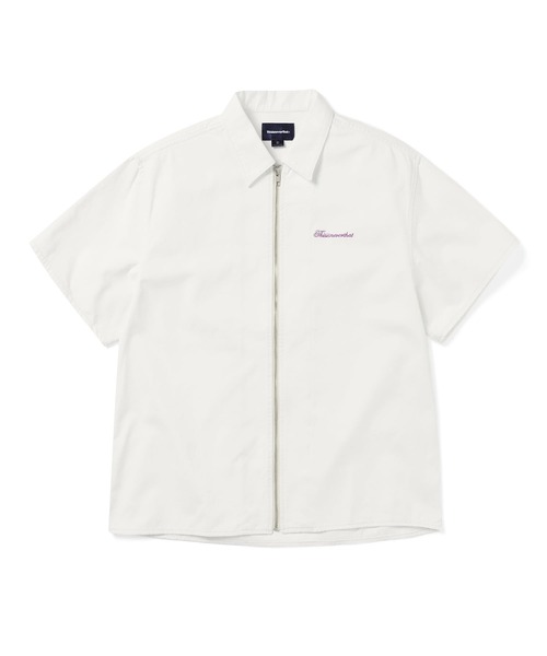 thisisneverthat（ディスイズネバーザット）の「Washed Denim Zip S/S Shirt（シャツ/ブラウス・メンズ・オフホワイト/ブラック/ライトブルー・L/M/S/XL）」の2枚目の写真