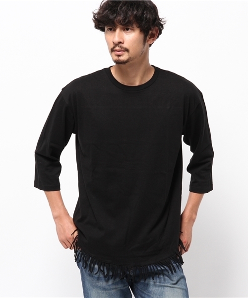 B:MING by BEAMS（ビーミングバイビームス）の「ビーミング by ビームス / フリンジクルー7分丈Tシャツ（Tシャツ/カットソー・メンズ・ホワイト/ブラック/オリーブ・SMALL/LARGE/MEDIUM）」の22枚目の写真