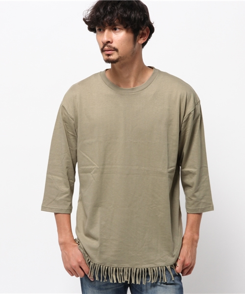 B:MING by BEAMS（ビーミングバイビームス）の「ビーミング by ビームス / フリンジクルー7分丈Tシャツ（Tシャツ/カットソー・メンズ・ホワイト/ブラック/オリーブ・SMALL/LARGE/MEDIUM）」の21枚目の写真