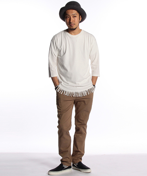 B:MING by BEAMS（ビーミングバイビームス）の「ビーミング by ビームス / フリンジクルー7分丈Tシャツ（Tシャツ/カットソー・メンズ・ホワイト/ブラック/オリーブ・SMALL/LARGE/MEDIUM）」の19枚目の写真