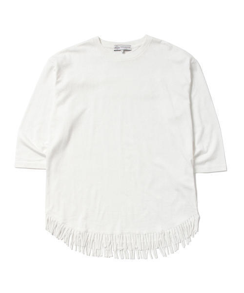 B:MING by BEAMS（ビーミングバイビームス）の「ビーミング by ビームス / フリンジクルー7分丈Tシャツ（Tシャツ/カットソー・メンズ・ホワイト/ブラック/オリーブ・SMALL/LARGE/MEDIUM）」の7枚目の写真