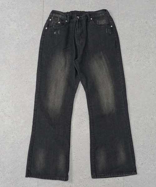 【セール】ビンテージメイクワイドフレアデニムパンツ（デニムパンツ）｜Shoowtime（ショウタイム）