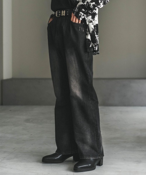 【セール】ビンテージメイクワイドフレアデニムパンツ（デニムパンツ）｜Shoowtime（ショウタイム）