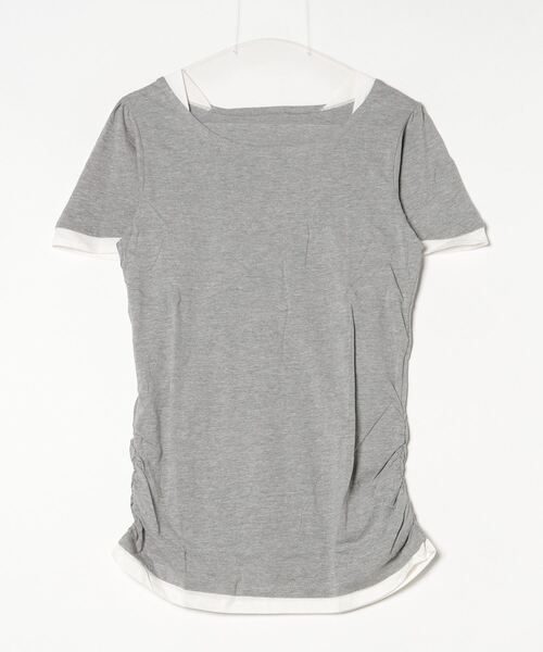 atONE(アットワン)の「atONE フレアー袖シャーリングカットソー(Tシャツ/カットソー・レディース・杢グレー/ブラック/ブルーグリーン/ホワイト/ネイビー・3L/L/LL/4L/M)」の10枚目の写真