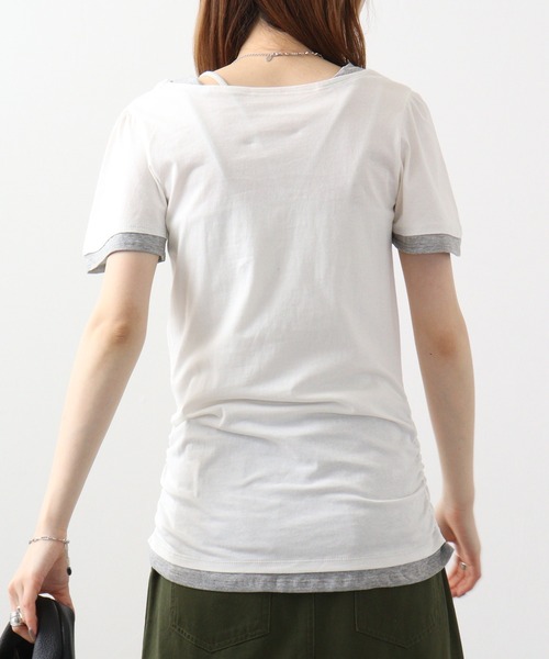 atONE(アットワン)の「atONE フレアー袖シャーリングカットソー(Tシャツ/カットソー・レディース・杢グレー/ブラック/ブルーグリーン/ホワイト/ネイビー・3L/L/LL/4L/M)」の13枚目の写真