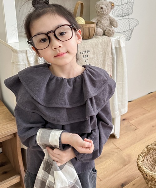 aimoha（アイモハ）の「【aimoha-KIDS-】フリルカラートップス（Tシャツ/カットソー・キッズ・ダークグレー/ネイビー・80/90/100/110/120/130）」の17枚目の写真