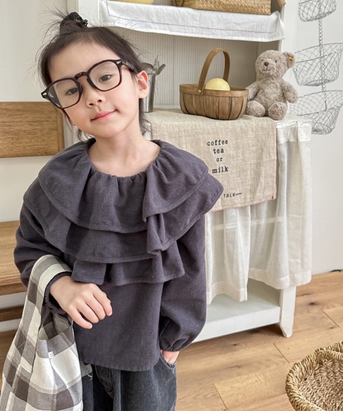 aimoha（アイモハ）の「【aimoha-KIDS-】フリルカラートップス（Tシャツ/カットソー・キッズ・ダークグレー/ネイビー・80/90/100/110/120/130）」の18枚目の写真